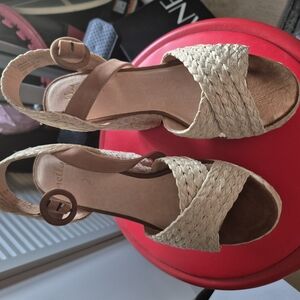 Women's Tan and Cream Woven Sandals By Shelleys London